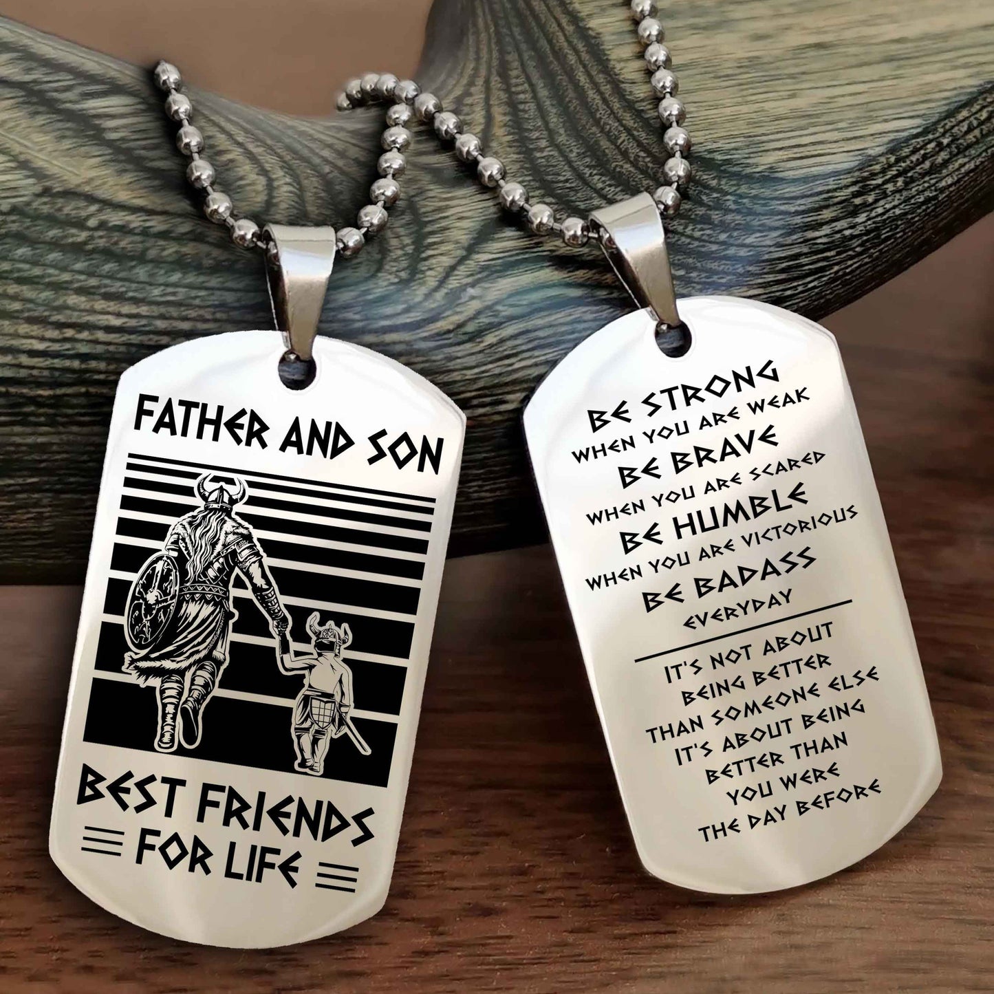 New Viking Double Side Dog Tag Father And Son Best Friends For Life From Dad To Son With Message On The Back Gift For Your Son