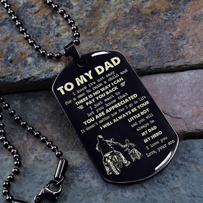 Personalized DRB One Side Dog Tag To My Dad I Know It's Not Easy - I Will Always Be Your Little Boy Gift From Son To Dad Father's Day Gift