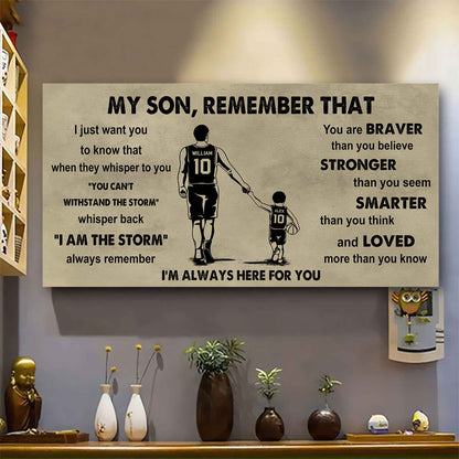 Personalized Sport Poster Canvas -  My Son Remember That Whisper Back I Am The Storm