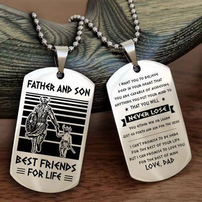 New Viking Double Side Dog Tag Father And Son Best Friends For Life From Dad To Son With Message On The Back Gift For Your Son