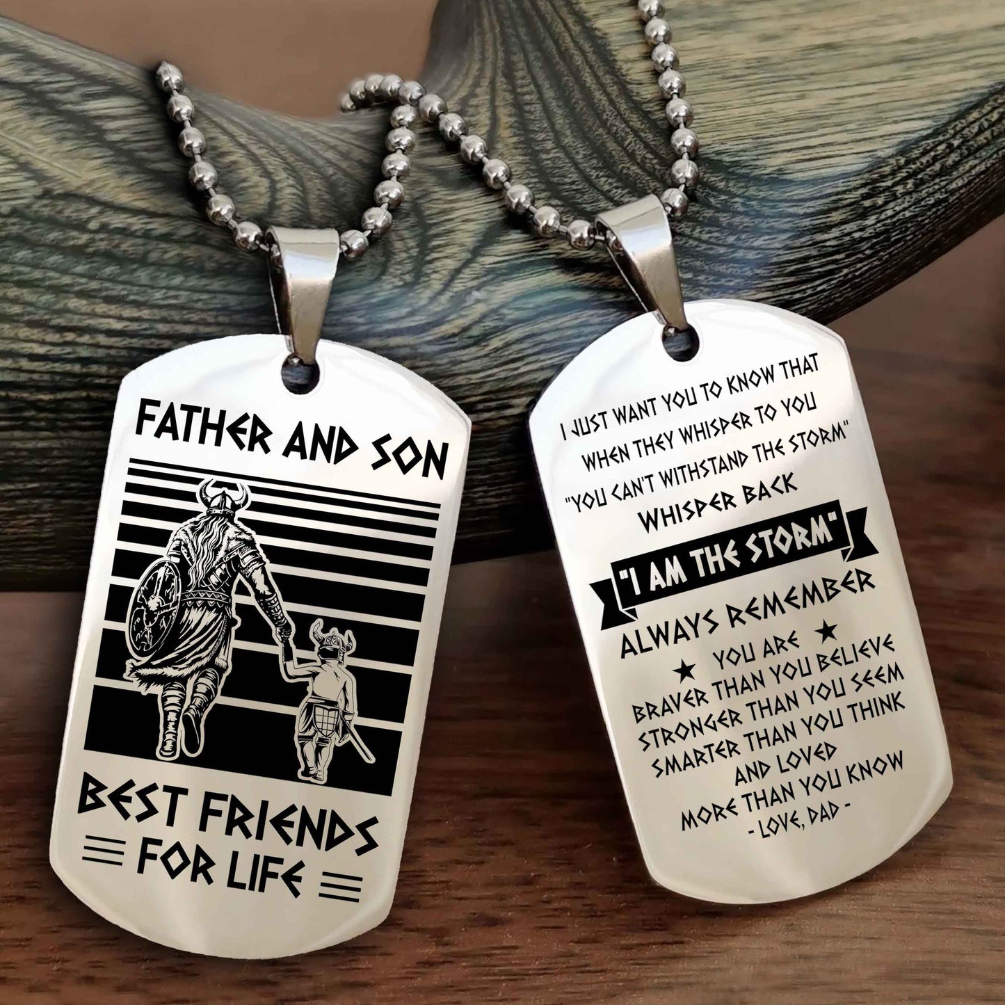 New Viking Double Side Dog Tag Father And Son Best Friends For Life From Dad To Son With Message On The Back Gift For Your Son