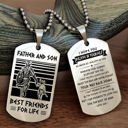 New Viking Double Side Dog Tag Father And Son Best Friends For Life From Dad To Son With Message On The Back Gift For Your Son