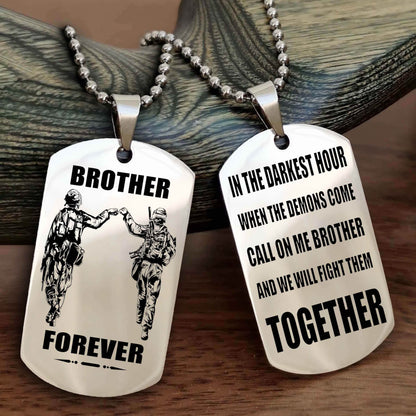Knight Templar Personalized Double Sided Dog Tag For My Brother - Call On Me Brother And We Will Fight Them Together Gift For Your Friend