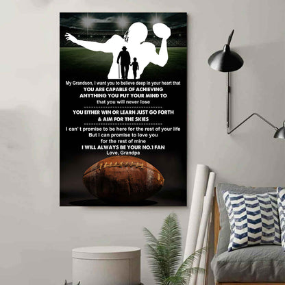 Tennis Poster Canvas Granpa To Grandson - That You Will Never Lose You Either Win Or Learn I Will Always Your No 1 Fan