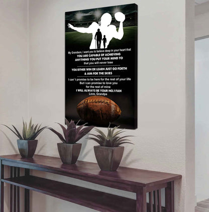 Tennis Poster Canvas Granpa To Grandson - That You Will Never Lose You Either Win Or Learn I Will Always Your No 1 Fan
