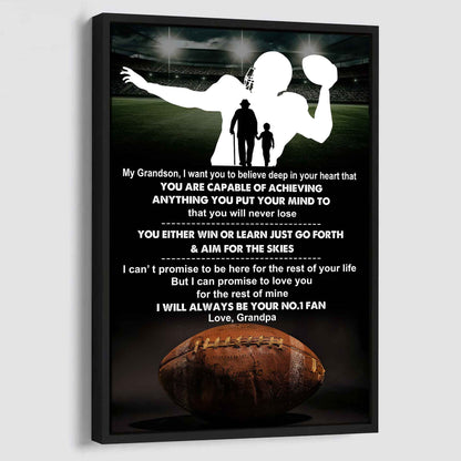 Tennis Poster Canvas Granpa To Grandson - That You Will Never Lose You Either Win Or Learn I Will Always Your No 1 Fan