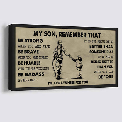 Personalized Sport Poster Canvas - My Son Remember That Be Strong When You Are Weak Be Badass Everyday
