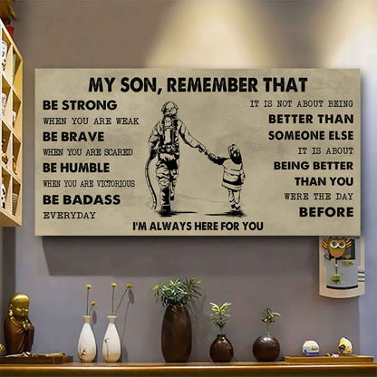 Personalized DRB Poster Canvas - My Son Remember That Be Strong When You Are Weak Be Badass Everyday