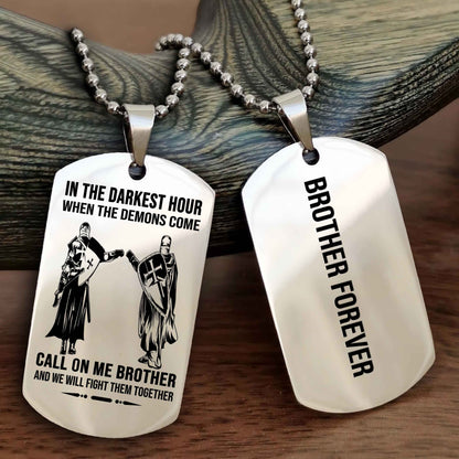 Knight Templar Customizable engraved black dog tag double sided gift from brother, brother forevers