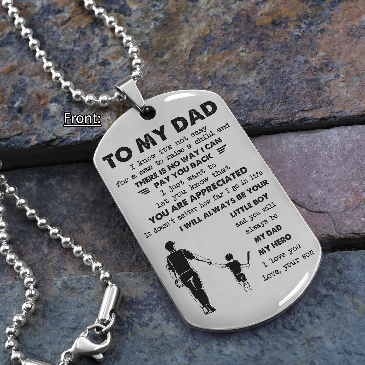 Personalized DRB One Side Dog Tag To My Dad I Know It's Not Easy - I Will Always Be Your Little Boy Gift From Son To Dad Father's Day Gift