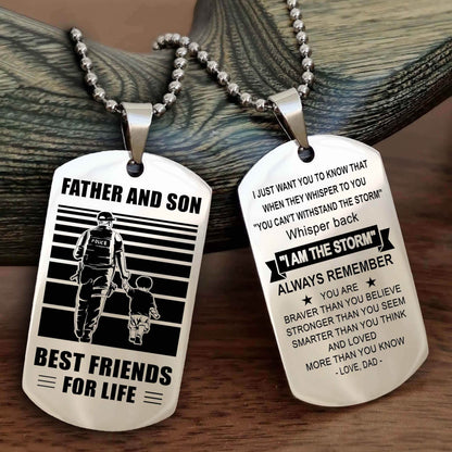 Knight Templar Personalized Double Sided Dog Tag Silver To My Son I Love You - Whisper Back I'm The Storm