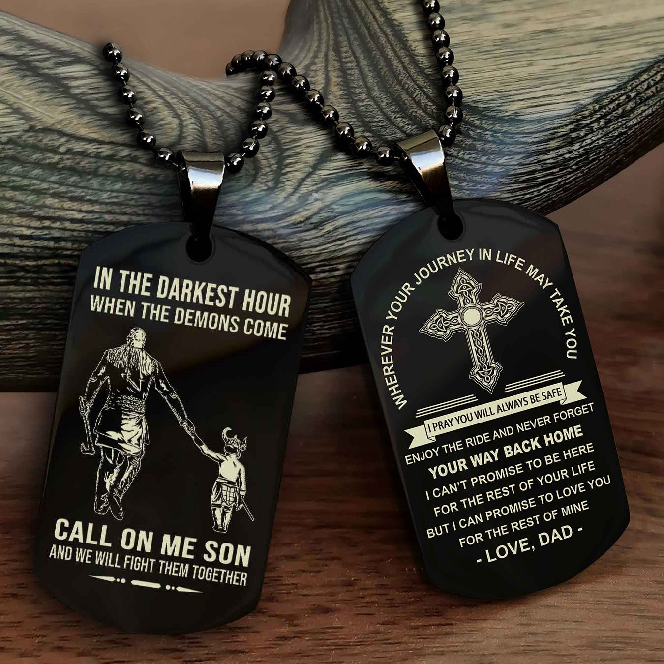 Knight Templar Double Sided Cross Dog Tag Call On Me Son - Gift For Son From Dad Your Way Back Home