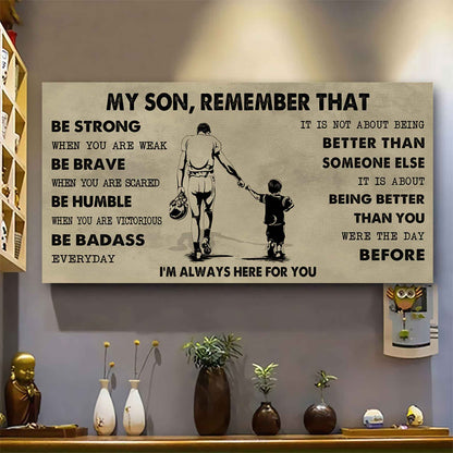 Personalized DRB Poster Canvas - My Son Remember That Be Strong When You Are Weak Be Badass Everyday