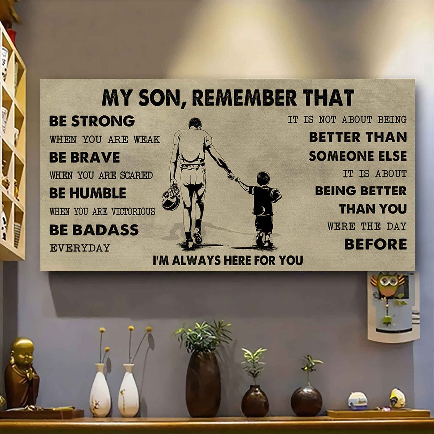 Personalized Sport Poster Canvas - My Son Remember That Be Strong When You Are Weak Be Badass Everyday