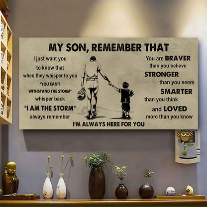 Personalized Sport Poster Canvas -  My Son Remember That Whisper Back I Am The Storm