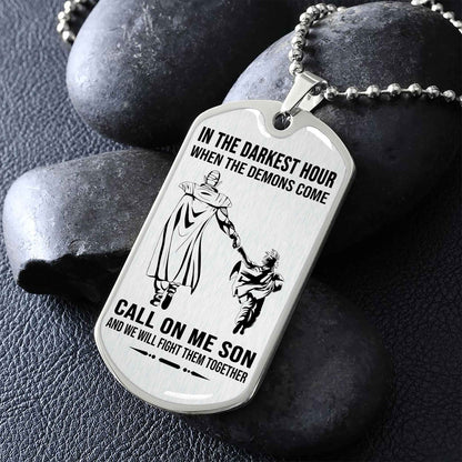 DRB Military Chain Silver Plated 18K Gold Plated Call On Me Son Gift For Your Son