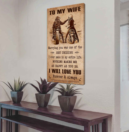 Poster Canvas To My Wife Marrying You Was One Of The Best Decisions - I Will Love You Forever And Always Gift For Your Wife