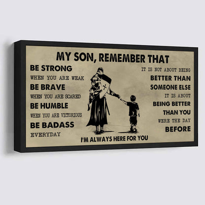Personalized DRB Poster Canvas - My Son Remember That Be Strong When You Are Weak Be Badass Everyday