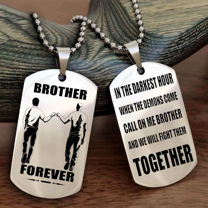 Knight Templar Personalized Double Sided Dog Tag For My Brother - Call On Me Brother And We Will Fight Them Together Gift For Your Friend