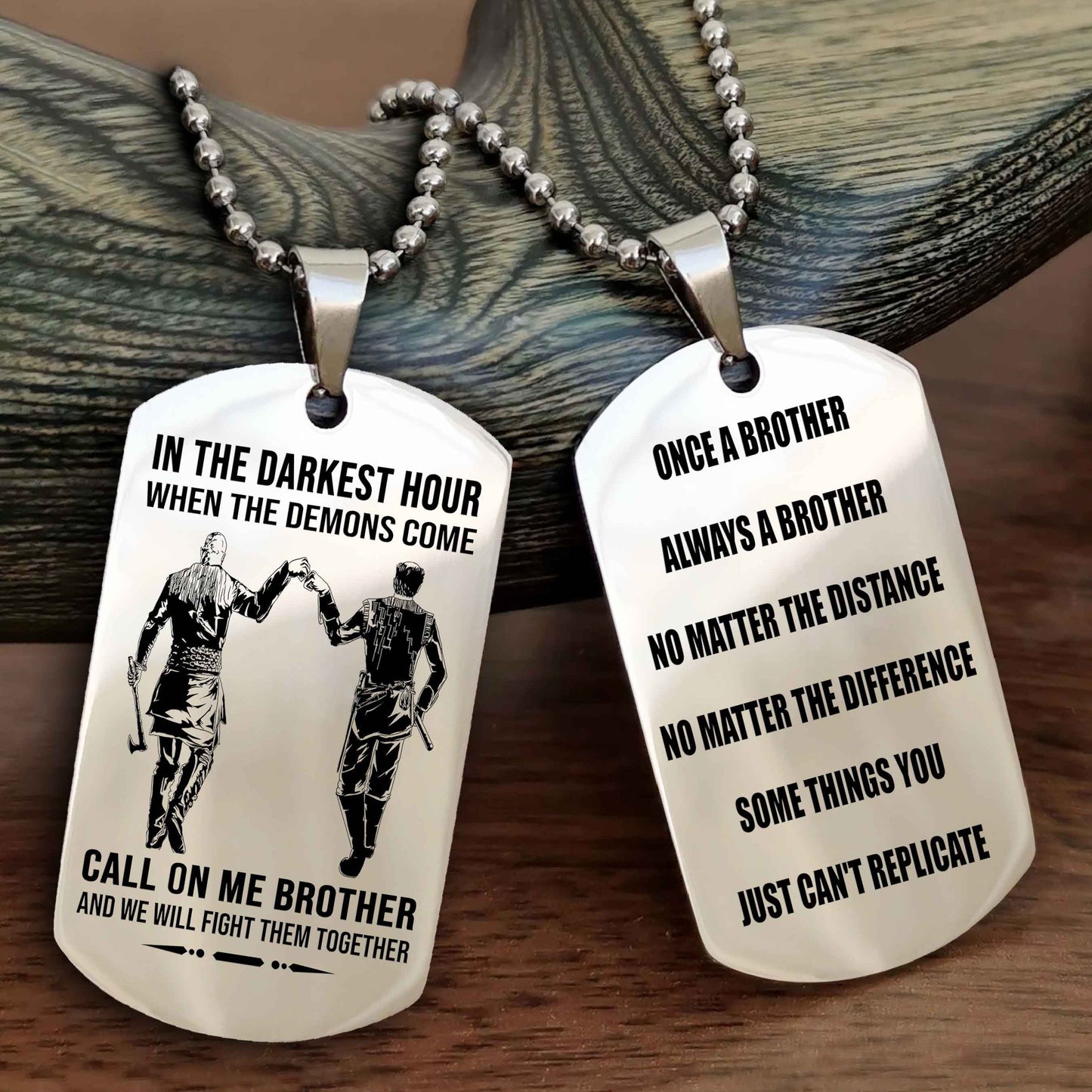 OP Customizable engraved dog tag double sided gift from brother Once A Brother Always A Brother