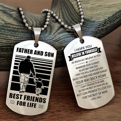 Knight Templar Personalized Double Sided Dog Tag Black To My Son I Love You - Enjoy The Ride And Never Forget Your Way Back Home From