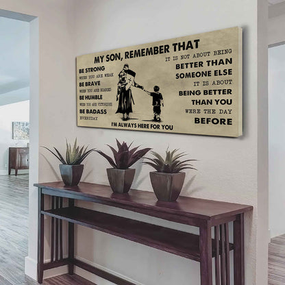 Personalized DRB Poster Canvas - My Son Remember That Be Strong When You Are Weak Be Badass Everyday
