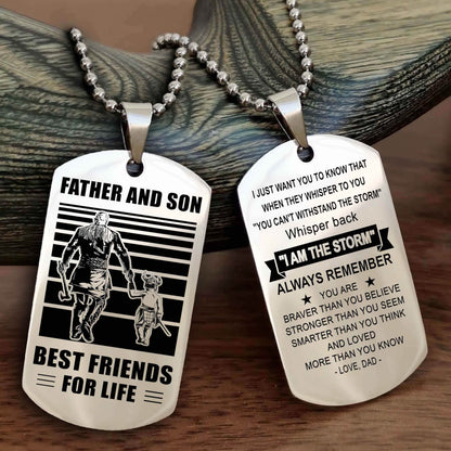 Knight Templar Personalized Double Sided Dog Tag Silver To My Son I Love You - Whisper Back I'm The Storm