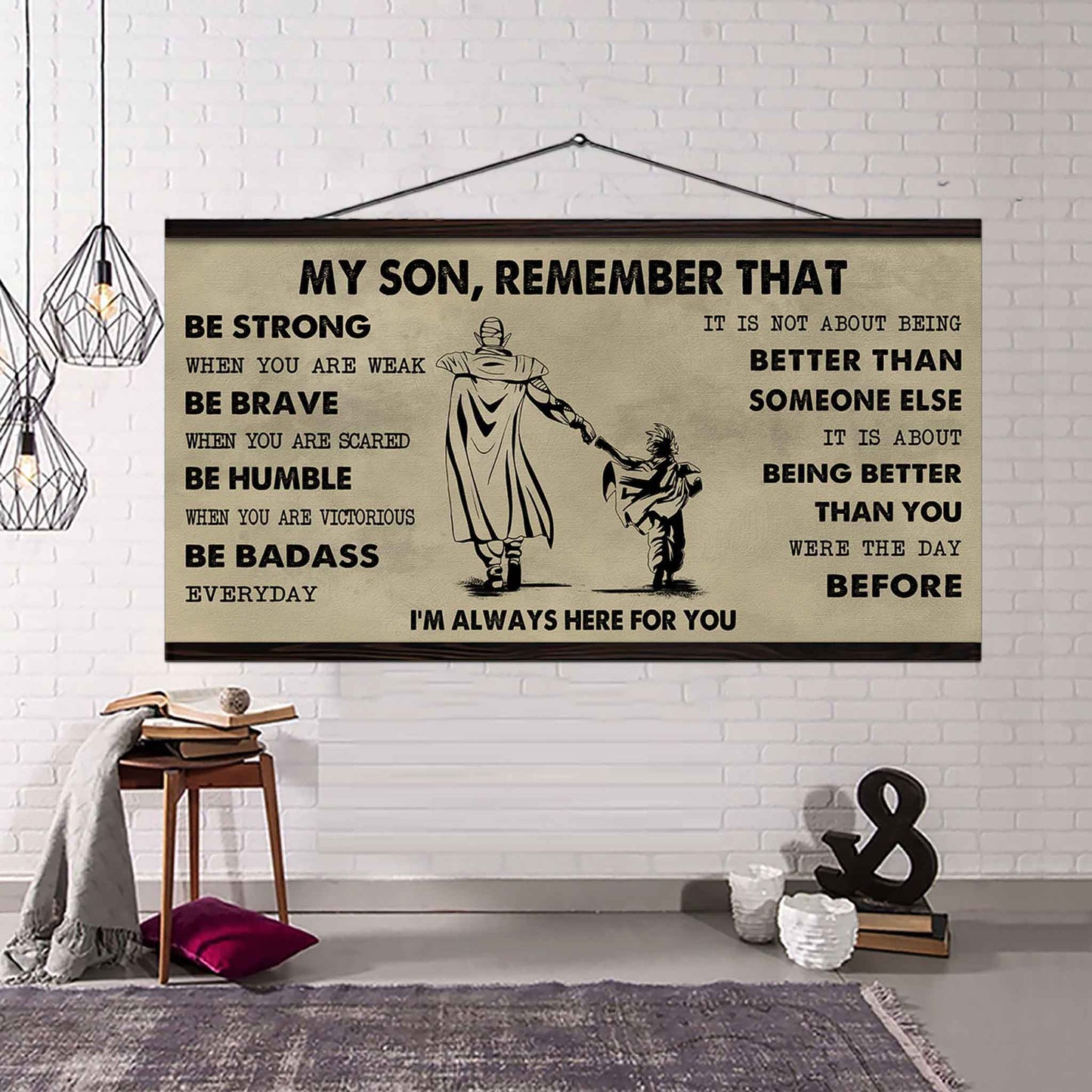 Personalized DRB Poster Canvas - My Son Remember That Be Strong When You Are Weak Be Badass Everyday