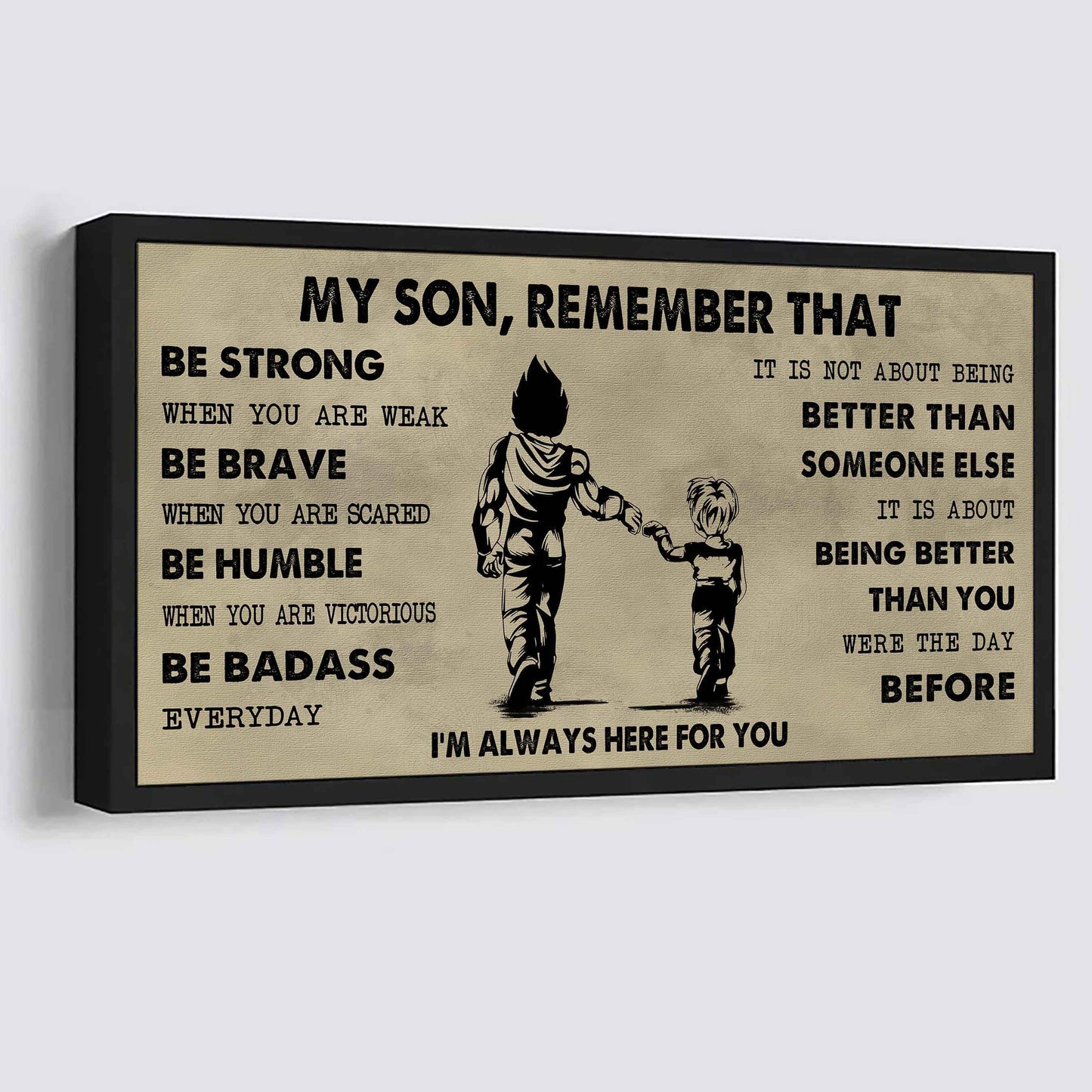 Personalized DRB Poster Canvas - My Son Remember That Be Strong When You Are Weak Be Badass Everyday