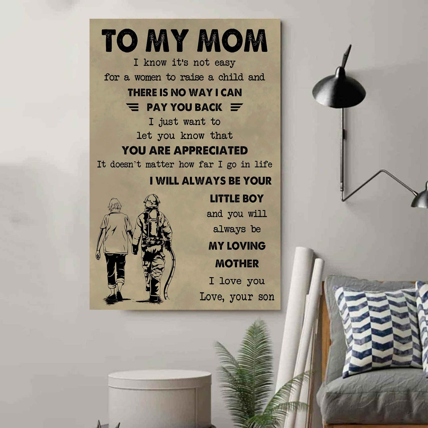 Poster Canvas To My Mom I Know It's Not Easy To Raise A Child I Will Always Be Your Little Boy