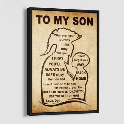 Personalized Family Poster Canvas Never Forget Your Way Back Home To My Son Gift From Dad Gift For Your Son