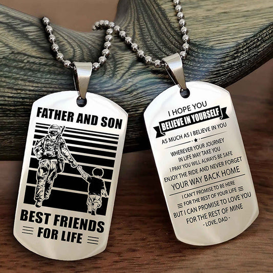 Soldier Personalized Double Sided Dog Tag Silver To My Son I Love You - Enjoy The Ride And Never Forget Your Way Back Home From