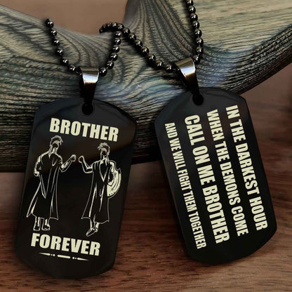 TWD Engraved Double Sided Dog Tag Call On Me Brother NAG Brothers Forever We Will Fight Them Together