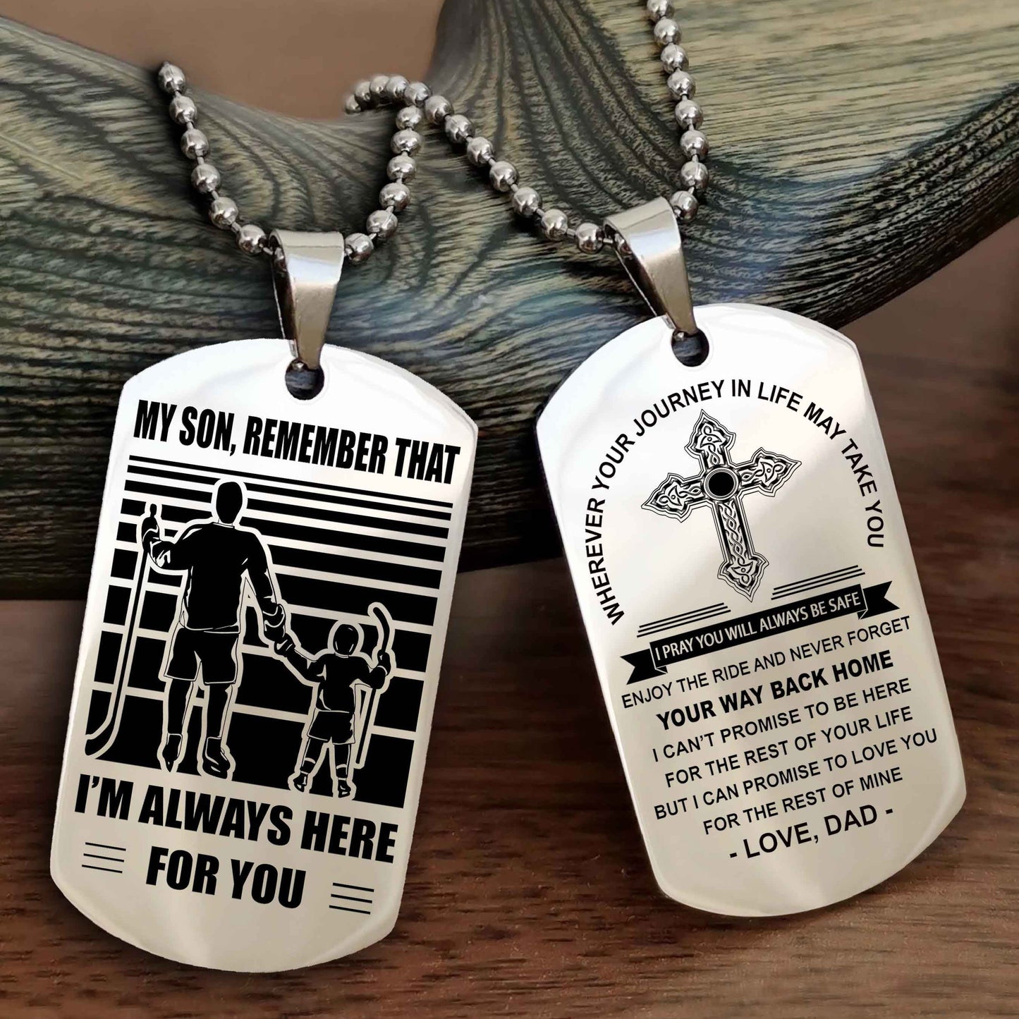 Knight Templar Cross Double Sided Dog Tag My Son Remember That - Gift For Son Enjoy The Ride Never Forget Your Way Back Home