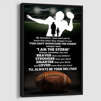 Tennis Poster Canvas Grandma To Grandson - Whisper Back I Am The Storm I Will Always Your No 1 Fan