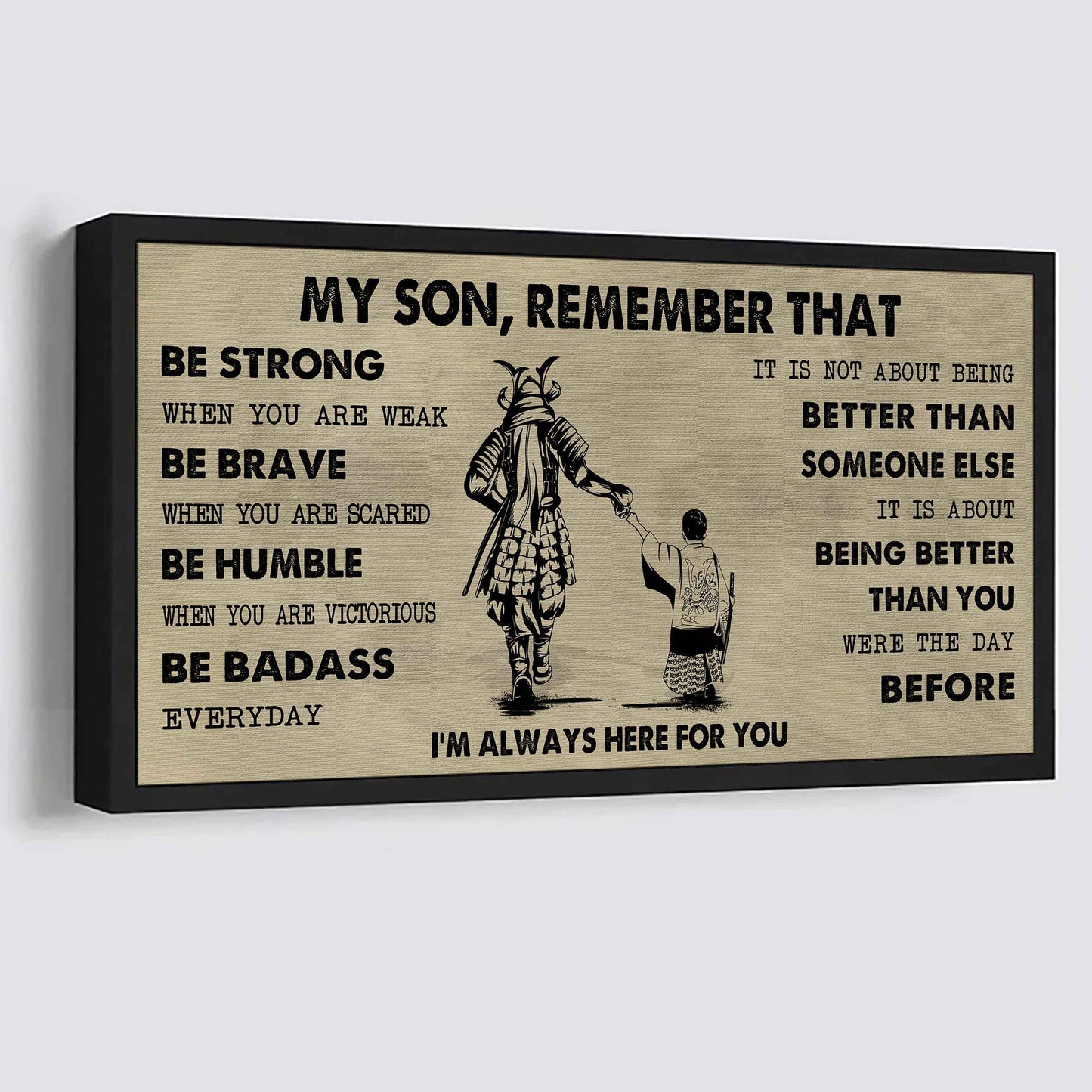 Personalized DRB Poster Canvas - My Son Remember That Be Strong When You Are Weak Be Badass Everyday