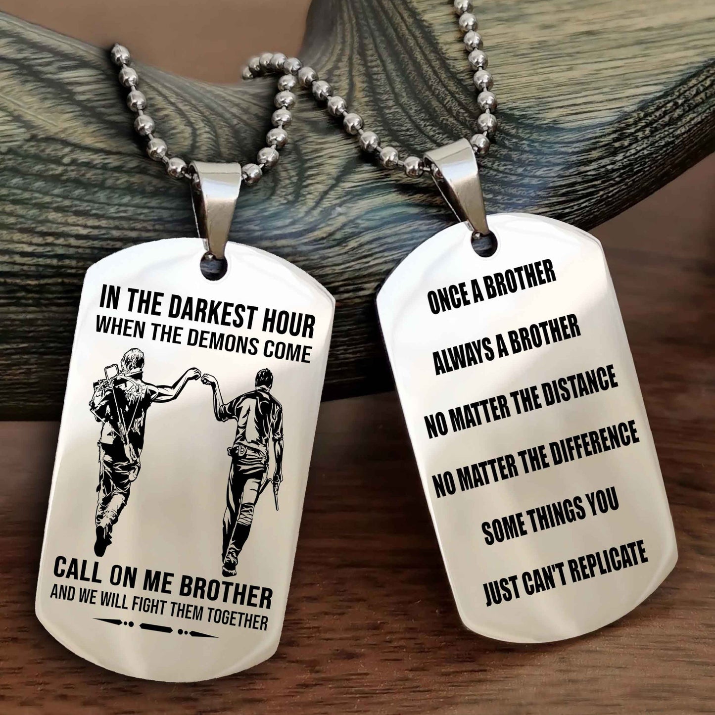 OP tem 3 Customizable engraved dog tag double sided gift from brother Once A Brother Always A Brother
