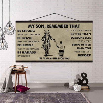 Personalized DRB Poster Canvas - My Son Remember That Be Strong When You Are Weak Be Badass Everyday