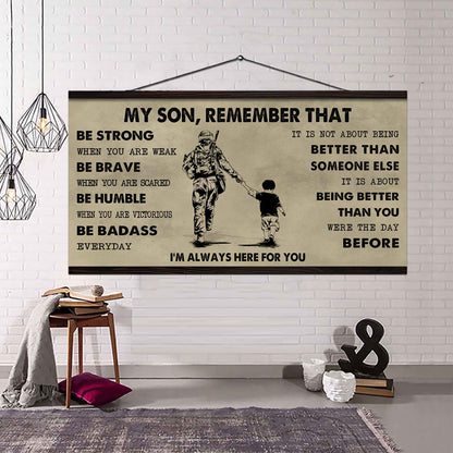 Personalized DRB Poster Canvas - My Son Remember That Be Strong When You Are Weak Be Badass Everyday