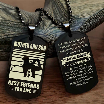 Sport Personalized Double Sided Dog Tag Father And Son Best Friend For Life - Whisper Back I'm The Storm