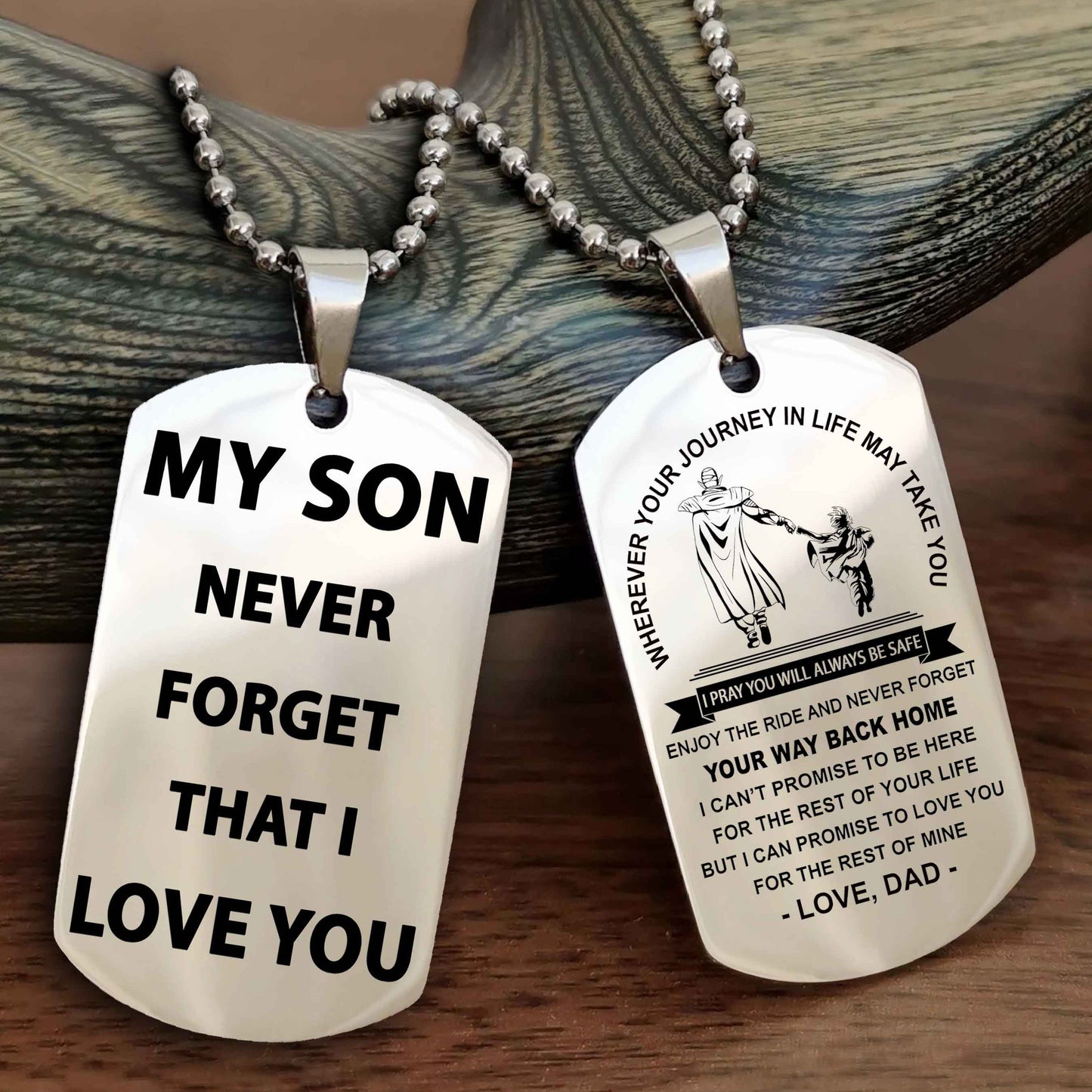 Knight Templar Double Sided Dog Tag To My Son Never Forget That I Love You - Gift For Son Never Forget Your Way Back Home