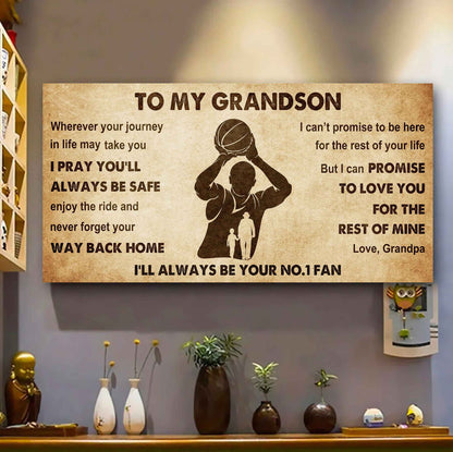 Personalized Sport Poster Canvas I'll Be Your No 1 Fan Grandpa To Grandson - Never Forget Your Way Back Home
