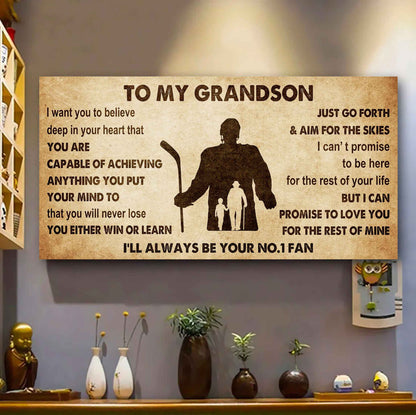 Personalized Sport Poster Canvas I'll Be Your No 1 Fan Grandpa To Grandson - You Will Never Lose You Either Win Or Learn