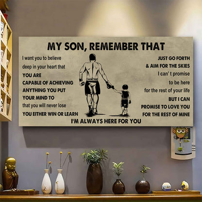 Personalized Sport Poster Canvas -  My Son Remember That You Will Never Lose You Either Win Or Learn
