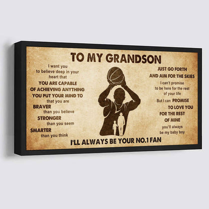 Personalized Sport Poster Canvas I'll Be Your No 1 Fan Grandpa To Grandson - That You Are Braver Than You Believe Just Go Forth