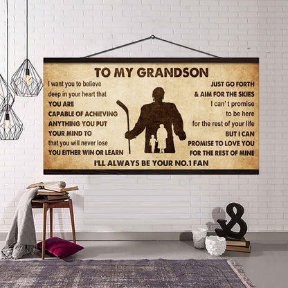 Personalized Sport Poster Canvas I'll Be Your No 1 Fan Grandma To Grandson - You Will Never Lose You Either Win Or Learn