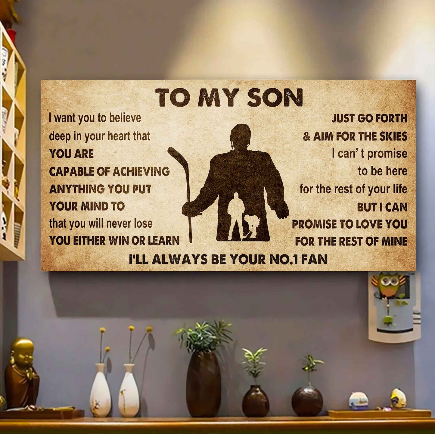 Personalized Sport Poster Canvas I'll Be Your No 1 Fan Dad To Son - You Will Never Lose You Either Win Or Learn