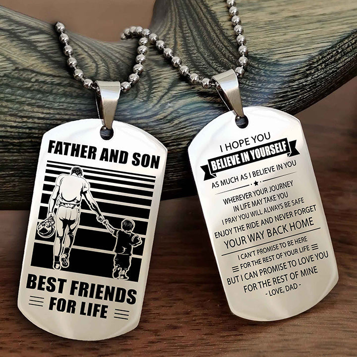 Knight Templar Personalized Double Sided Dog Tag Black To My Son I Love You - Enjoy The Ride And Never Forget Your Way Back Home From