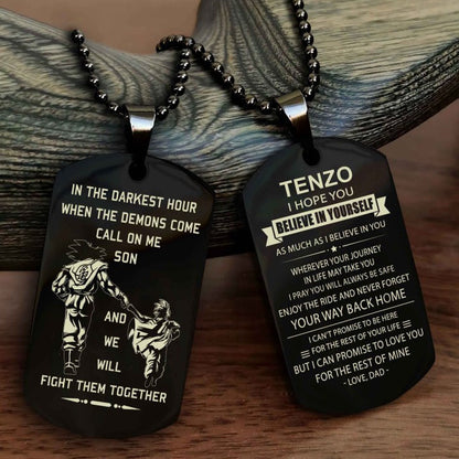 Personalized Double Sided Dog Tag Gift For Your Son - Never Forget Your Way Back Home