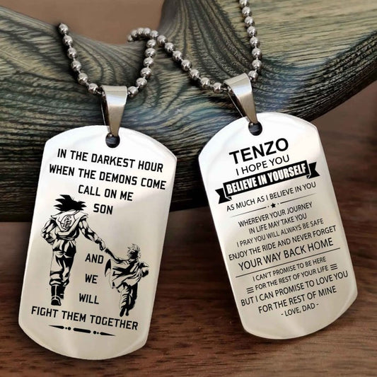 Personalized Double Sided Dog Tag Gift For Your Son - Never Forget Your Way Back Home